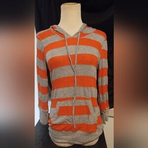 Timing orange and grey striped T-shirt hoodie